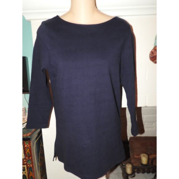 APIECE APART NAVY COTTON BOATNECK 3/4 SLEEVE TEE XS - Picture 2 of 4